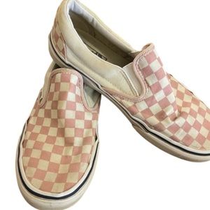 Vans Women's Pink Checkered Slip-On Shoes